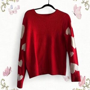 Cupcakes and cashmere red heart sweater with white hearts
